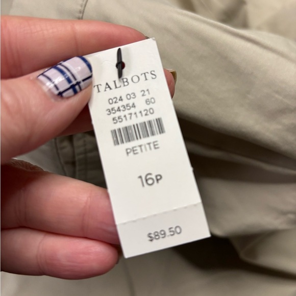 Talbots Perfect Crop Pants Size 16 Petite New Tan Beige Career Casual Beach - Picture 7 of 7